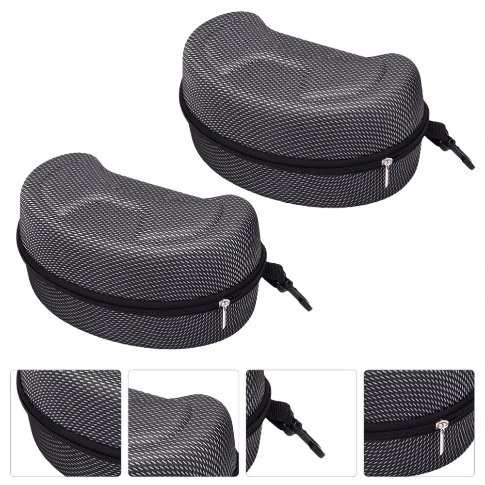 2pcs Cycling Eyewear Case Ski Goggles Box Shockproof Sunglasses Case with Zipper