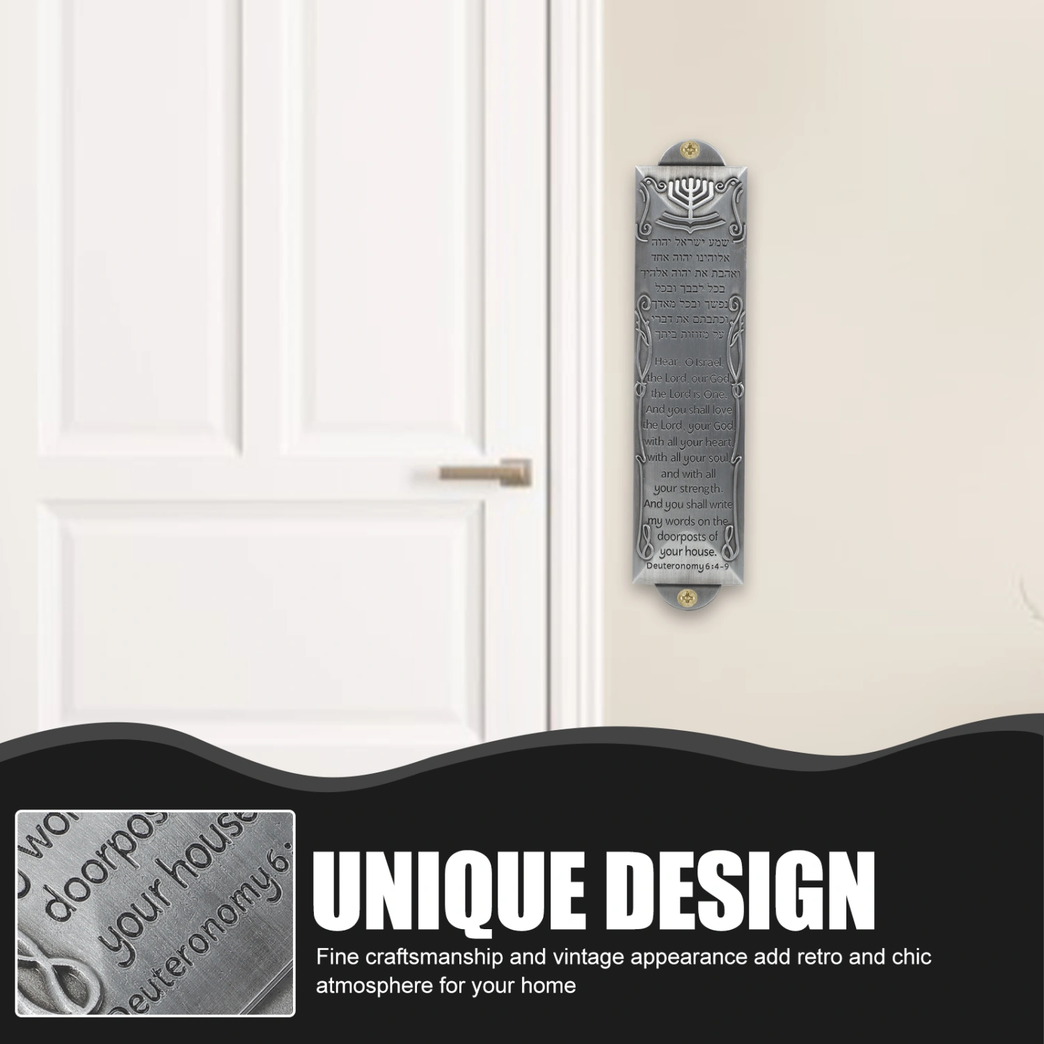 Mezuzah House Door Retro Style Metal Mezuzah Plaque Decor Blessing Mezuzah Ornament