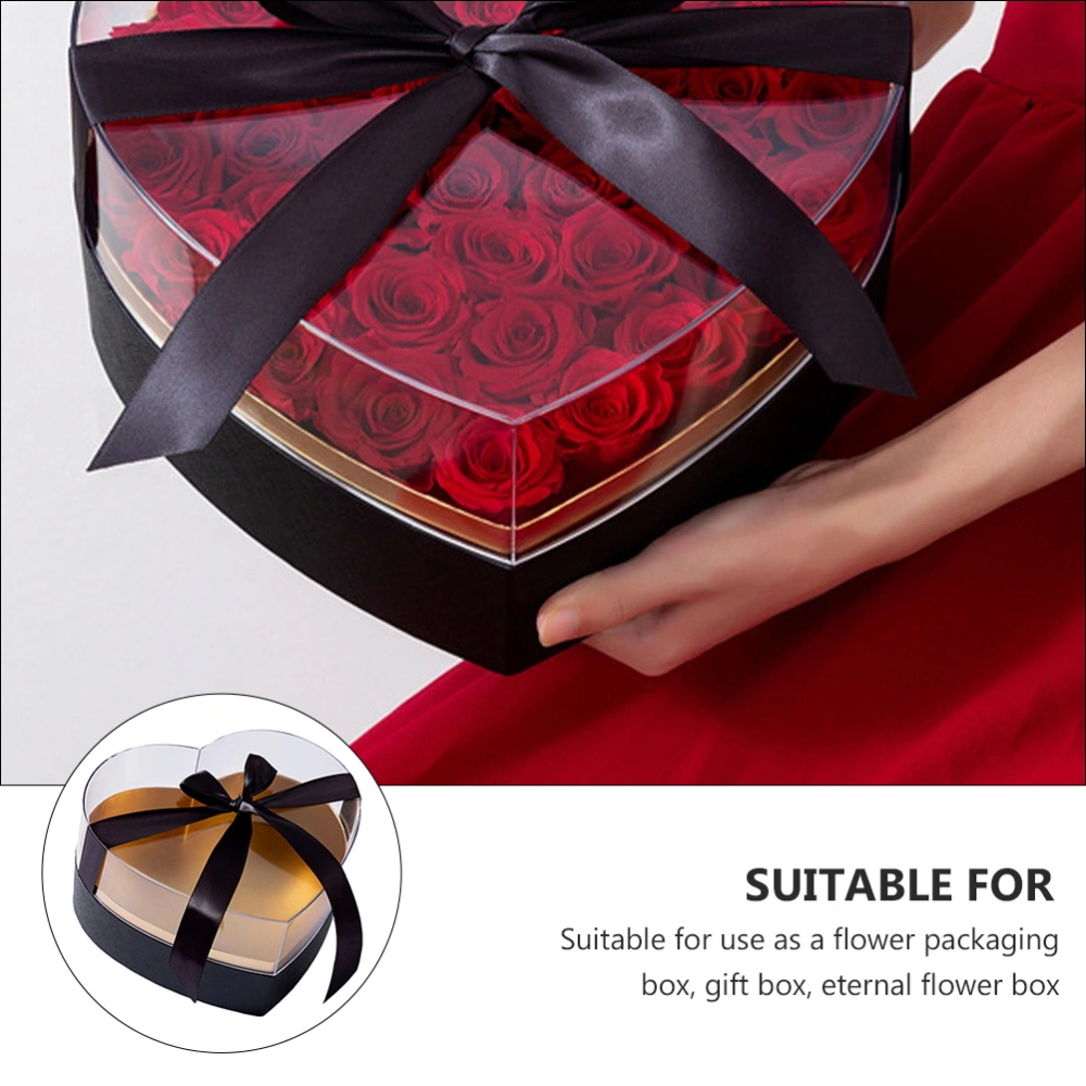 1pc Heart Shaped Flower Box Valentine Gift Packaging Box with Clear Lid