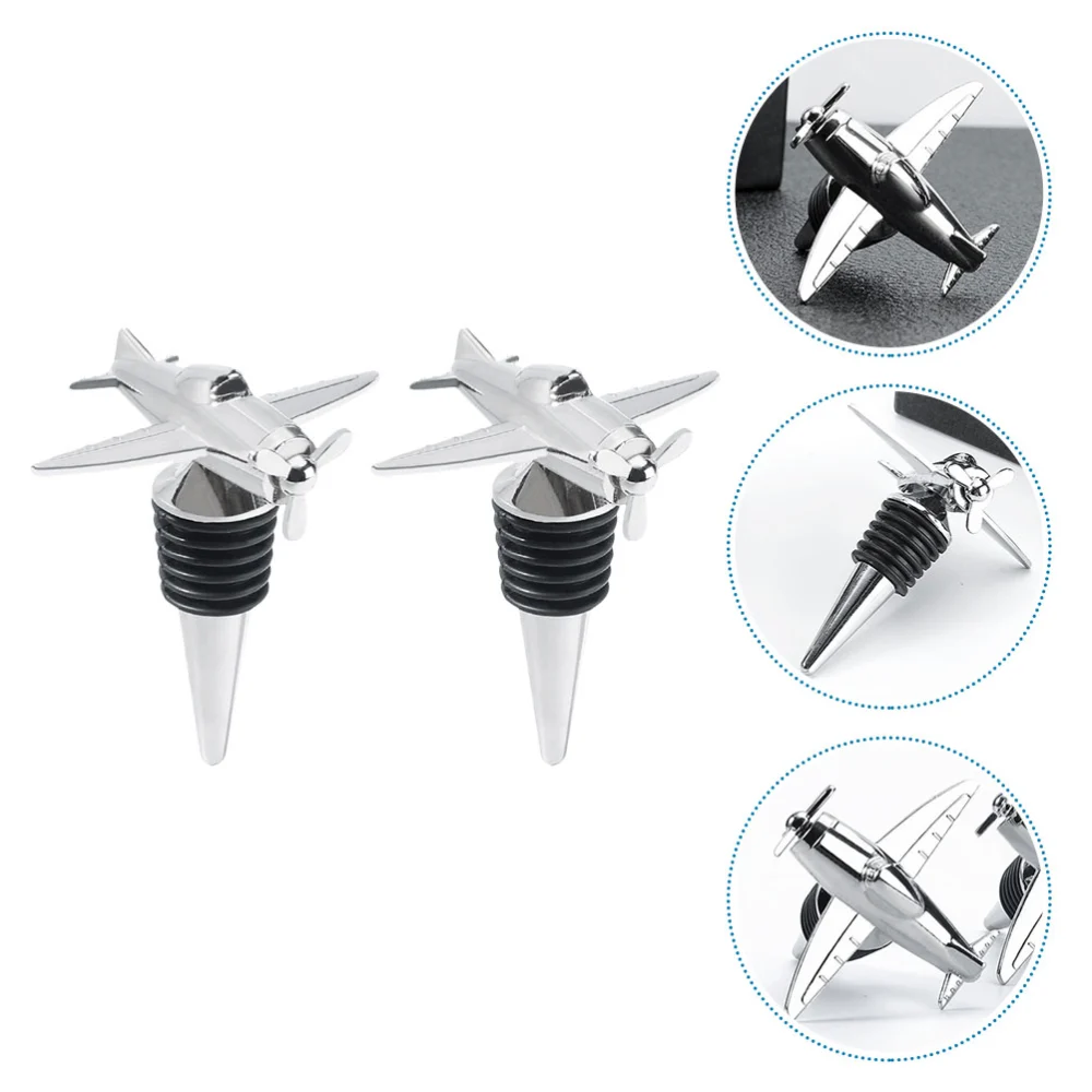 2pcs Aircraft Shaped Red Wine Stopper Metal Champagne Bottle Stopper for Bar