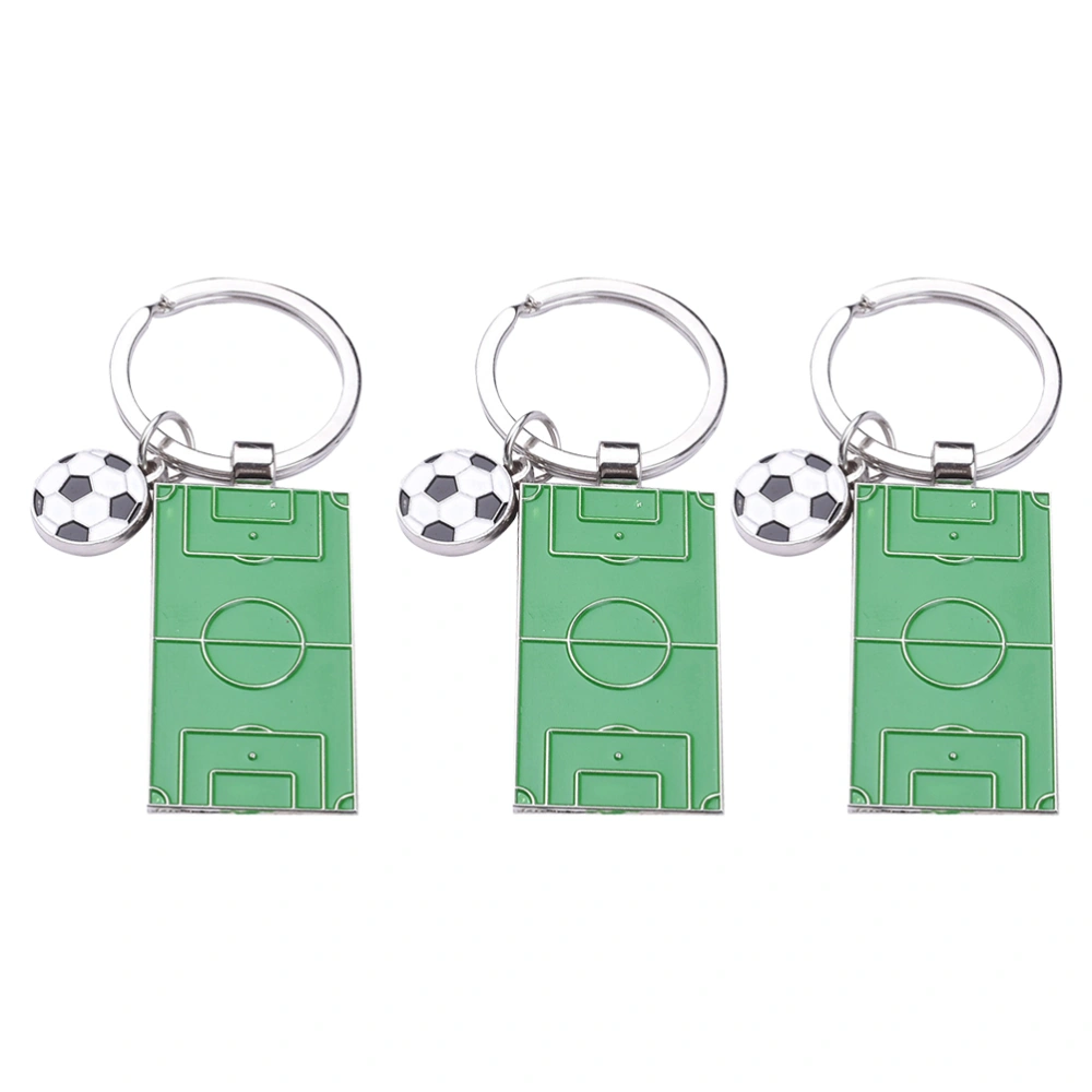 3Pcs Adorable Keychains Football Field Key Pendant Athlete Souvenir Gift (Green)