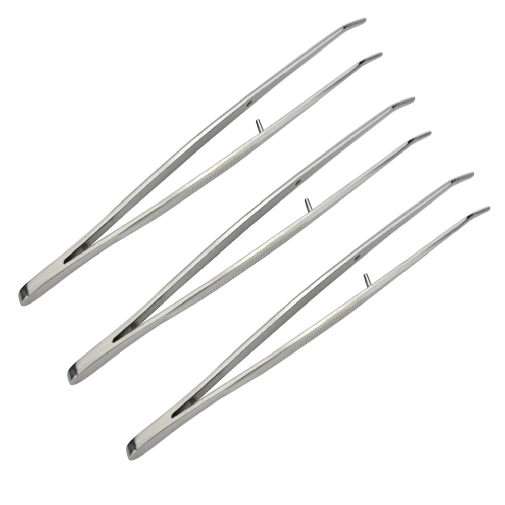 3Pcs Stainless Steel Medical Dental Tweezers Precision Long Straight Forceps Toothed Tweezer