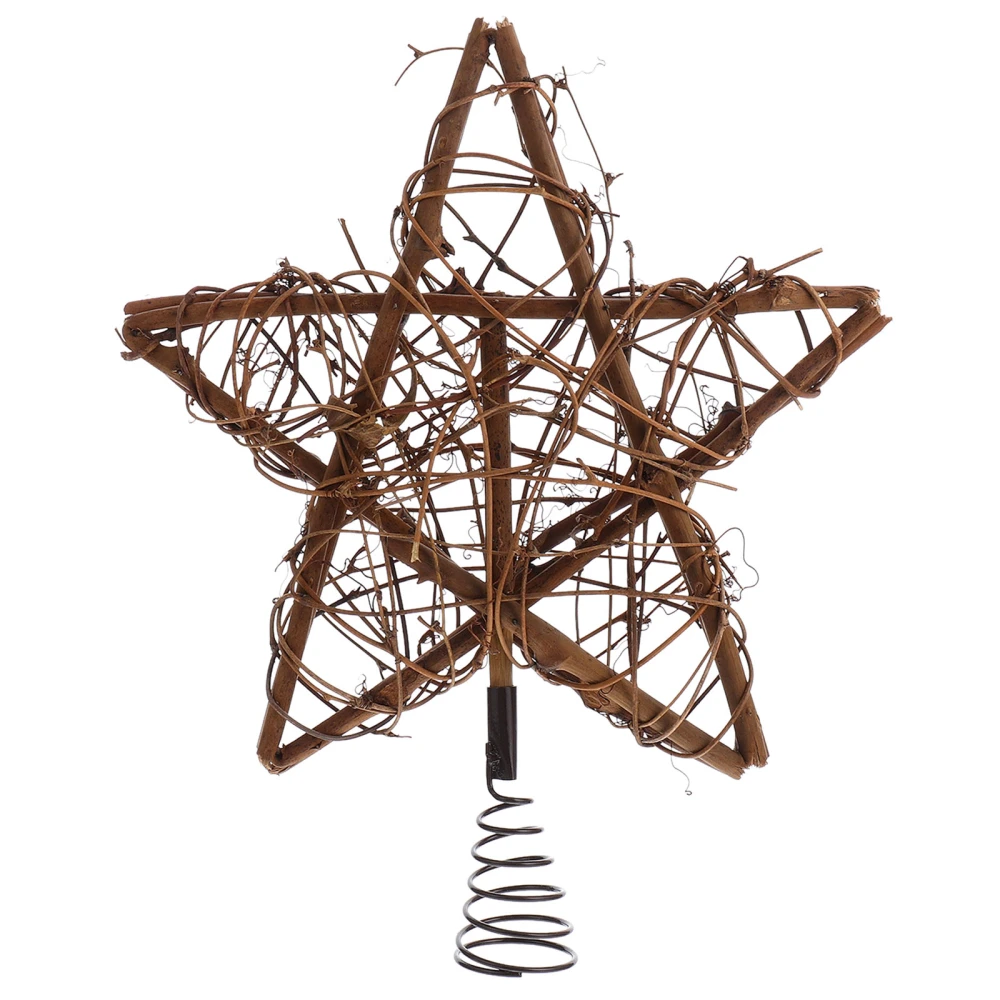 Christmas Rattan Star Treetop with Spring Support Xmas Tree Topper Decoration