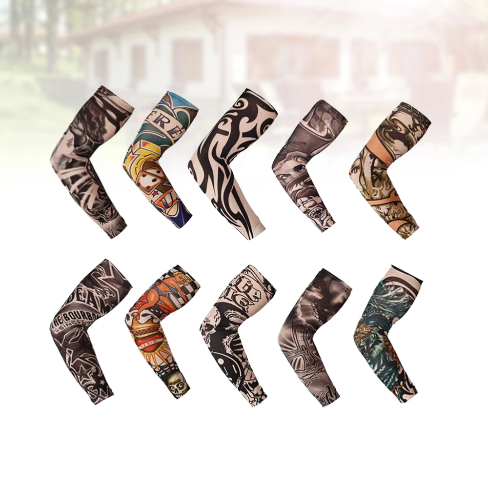 10pcs Sun UV Protection Stretch Arm Cover Printed Sunscreen Sleeves Cycling Sun Block Sleevelet Mixed Style