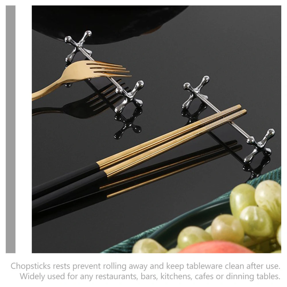 2pcs Chopsticks Rests Chopsticks Holder Metal Cutter Stand Spoon Fork Rack