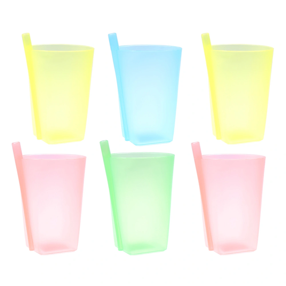 6pcs Baby Candy Color Sippy Cups Children Feeding and Drinking Straw Cups