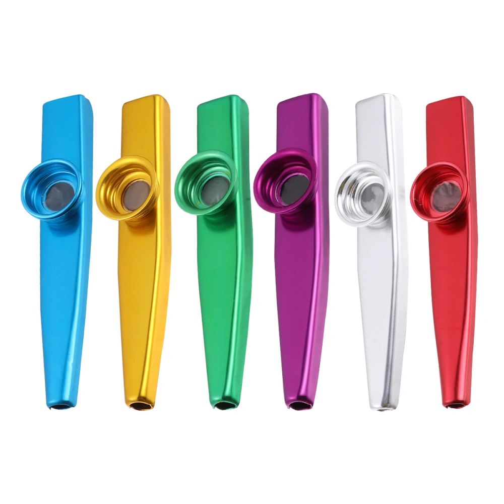 6pcs Different Colors Metal Kazoos Preschool Educational Toys Musical Instruments Flutes for Kids (Gold, Silver, Blue, Green, Red, Purple)