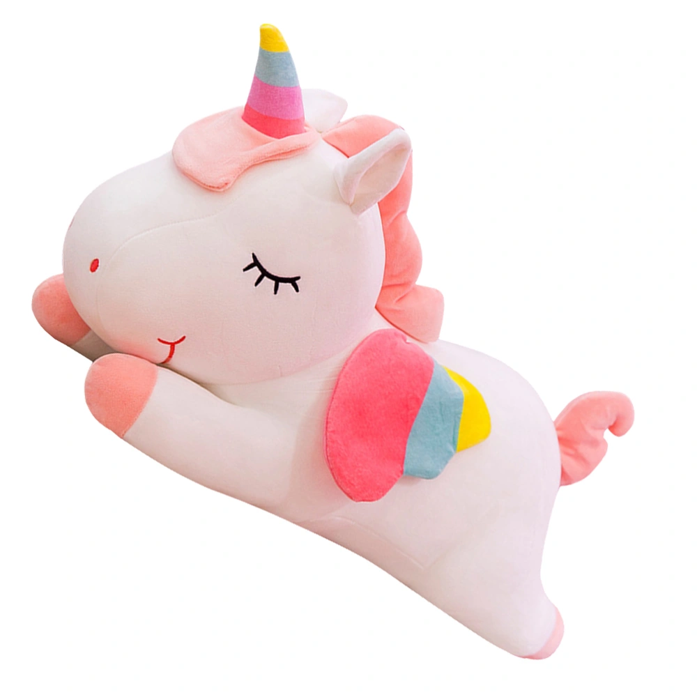 Rainbow Unicorn Plush Toy Pillow Stuffed Doll Cushion for Kids Girls (White 40cm)