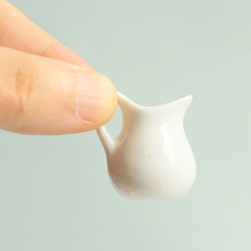 2pcs Miniature Porcelain Sauce Jug Mini White Milk Jug Mini Kitchen Accessories