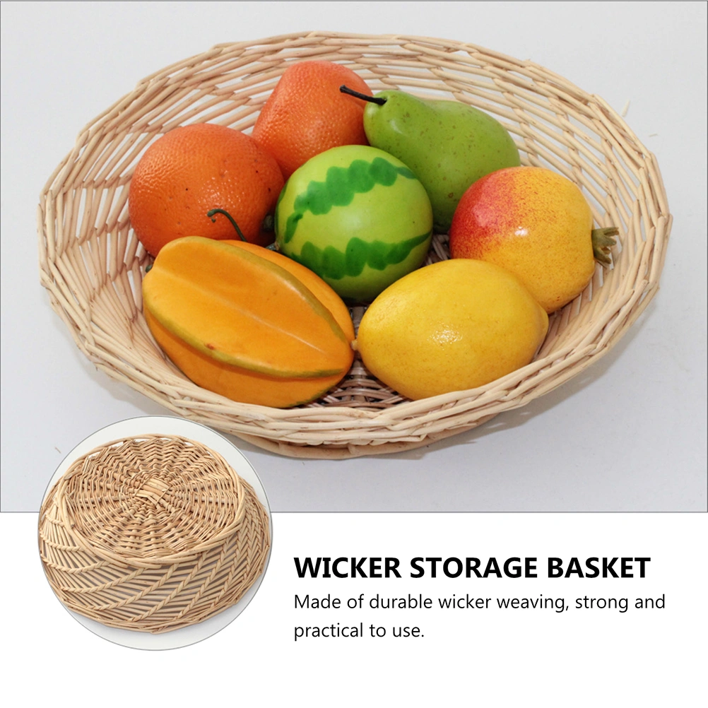 1 Set 2Pcs Wicker Craft Fruit Baskets Steamed Bun Bread Baskets (Assorted Color)