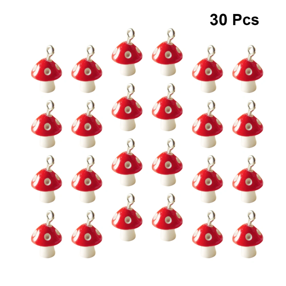 30pcs 12MM Simulation Mushroom Pendants Fashion Charms DIY Jewelry Making Accessory for Earrings Necklace（Red）