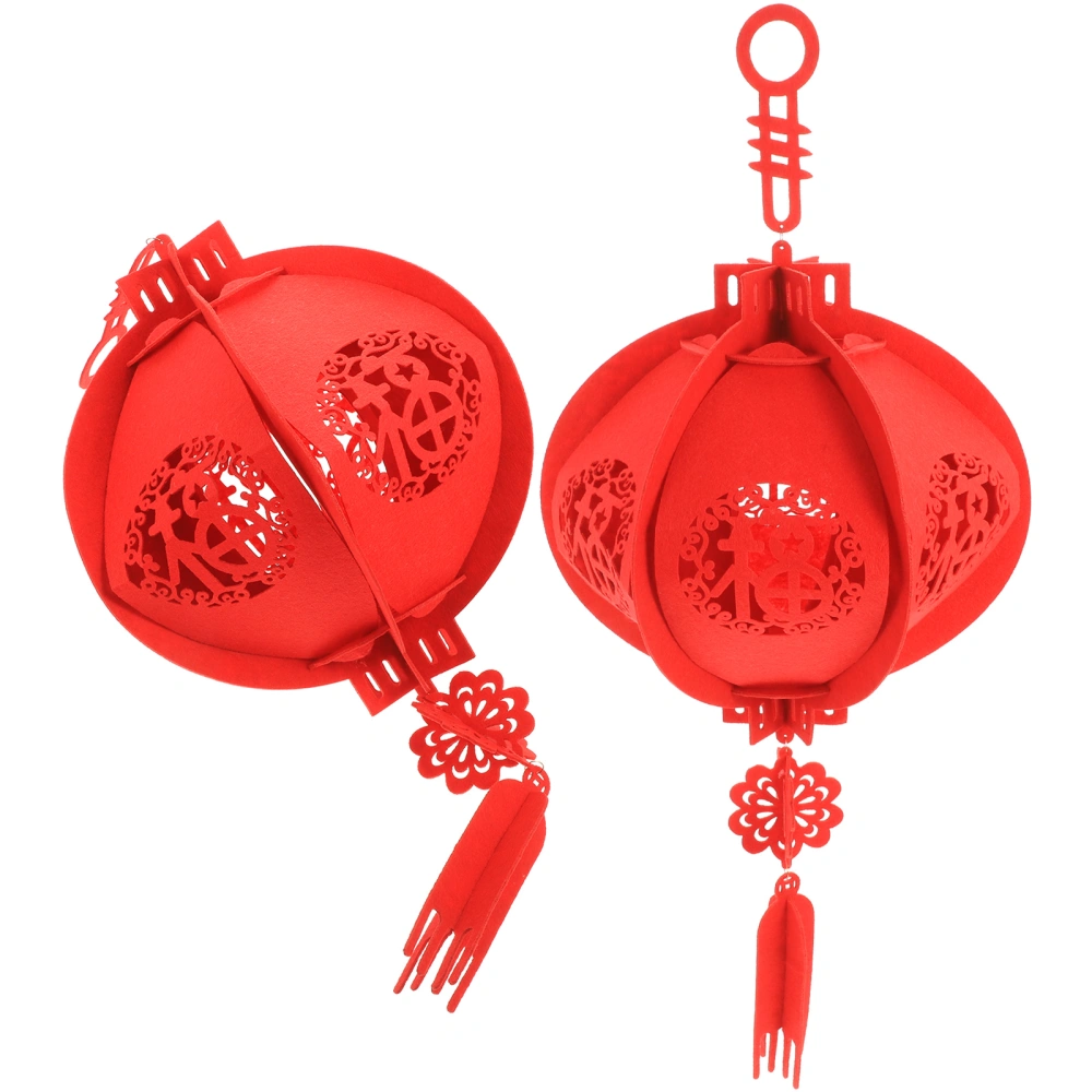 2pcs Chinese Lantern Hand-made Felt Lantern Pendant Festive Hanging Chinese Lantern Decor