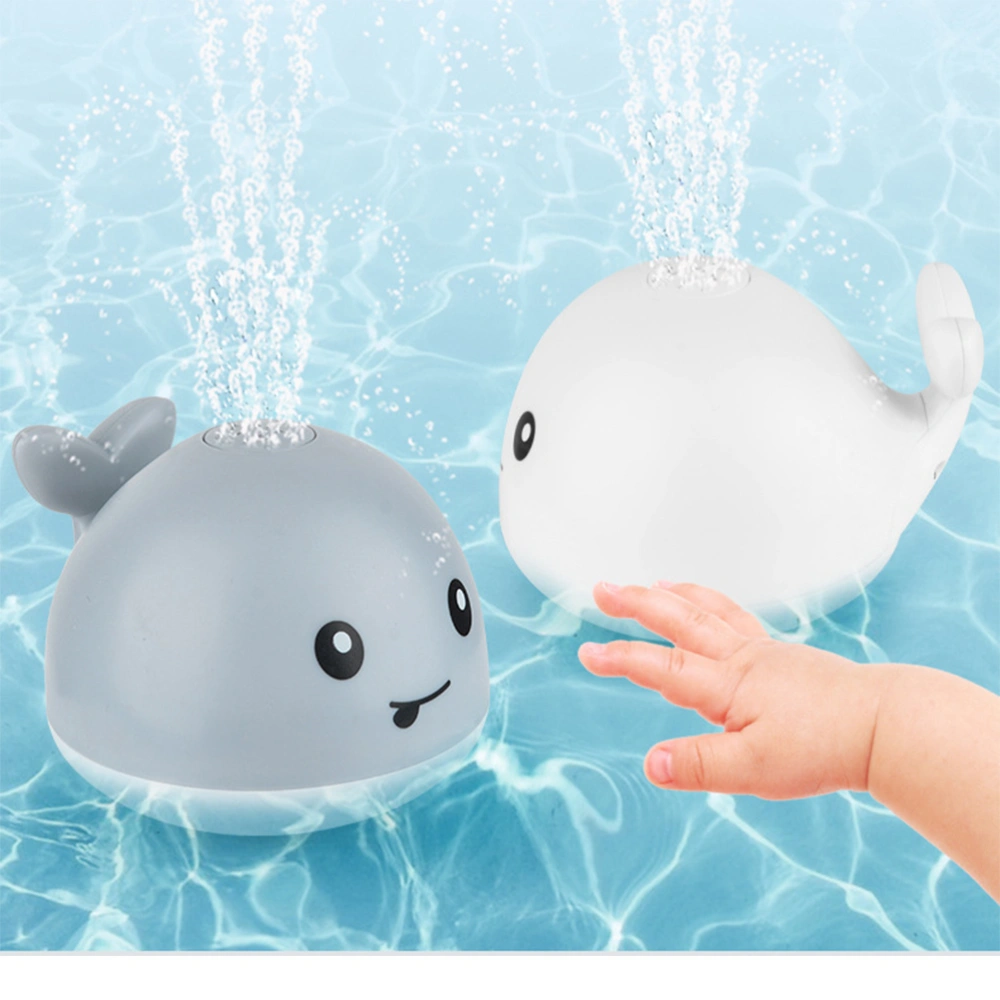 1PC Bath Toy Squirt Spray Water Whale Toy Electrically Induced Whale Toy Lights and Music Water Toys for Kids Without Battery (Grey)