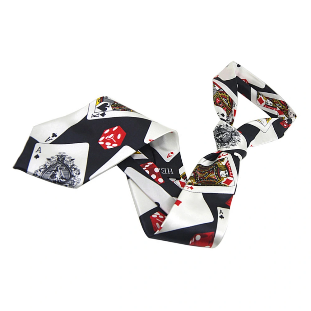 Black Background Poker Dice Printing Tie Fashion Magician Necktie Creative Dress Up Costume Props Party Supplies