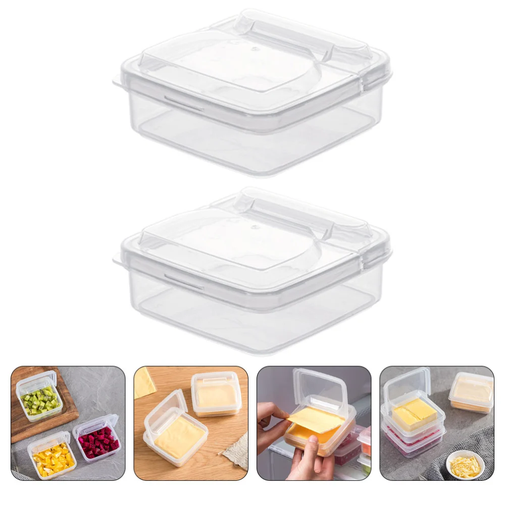 2Pcs Cheese Storage Containers Refrigerator Cheese Slice Storage Box Butter Cheese Slice Storage Box