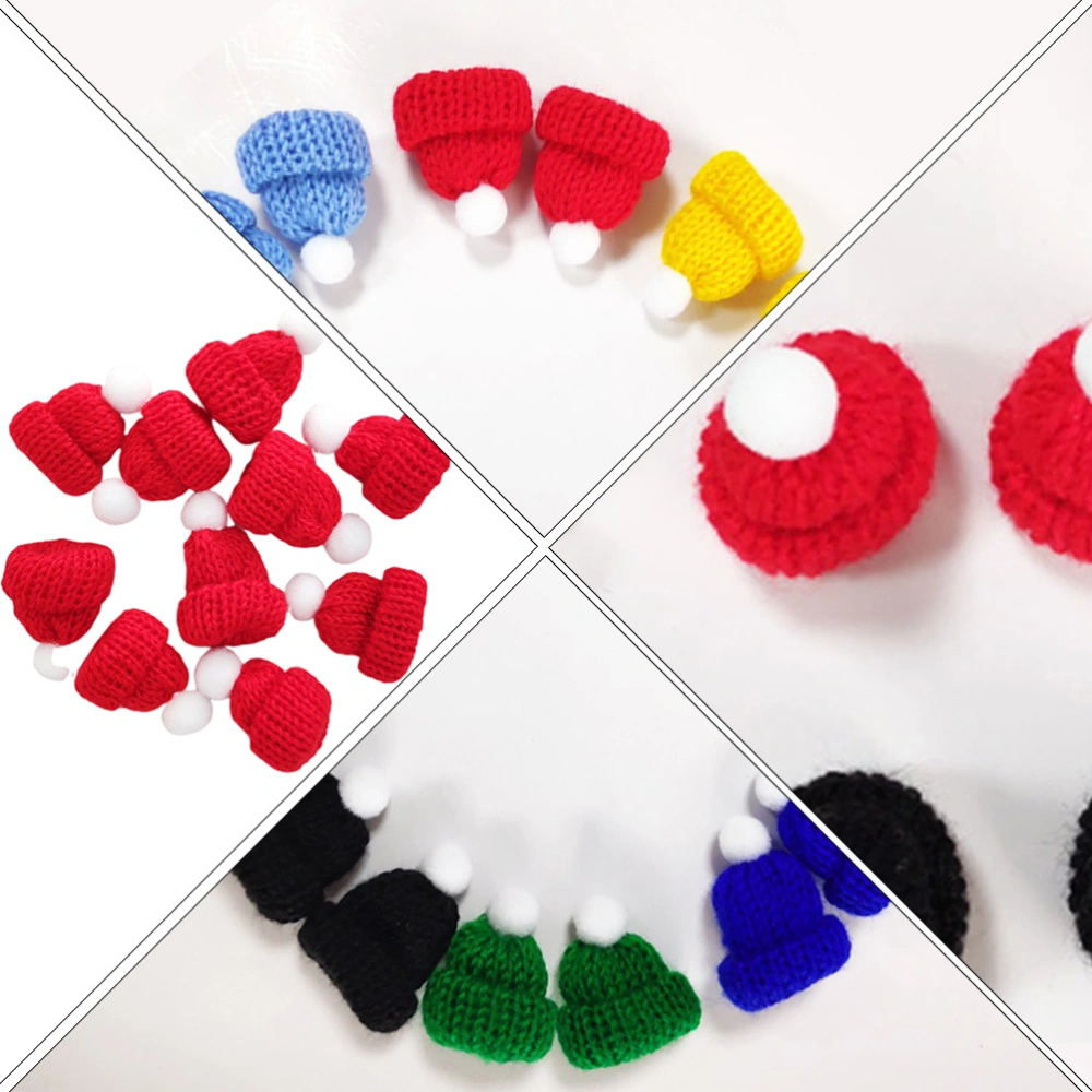 20pcs Mini Woollen Hat Knitted Santa Hat Handwork Accessories Clothes Decoration