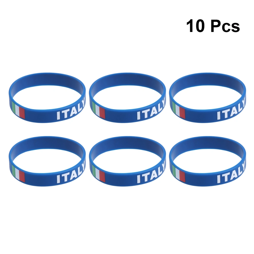 10 Pcs Flag Printed Country Silicone Wristband Fashion Sports Bracelet Hand Ring  Wristband for Sports Game Football Match(Belgium)