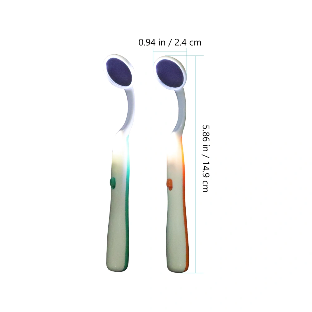 2PCS Oral Dental Mirror Mouth Tooth Inspection Mirror with Bright LED Light for Dental Care (Green and Orange)