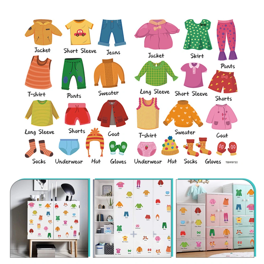 1 Set Kids Dresser Clothing Decals Clothing Sort Stickers Removable Clothes Classification Labels