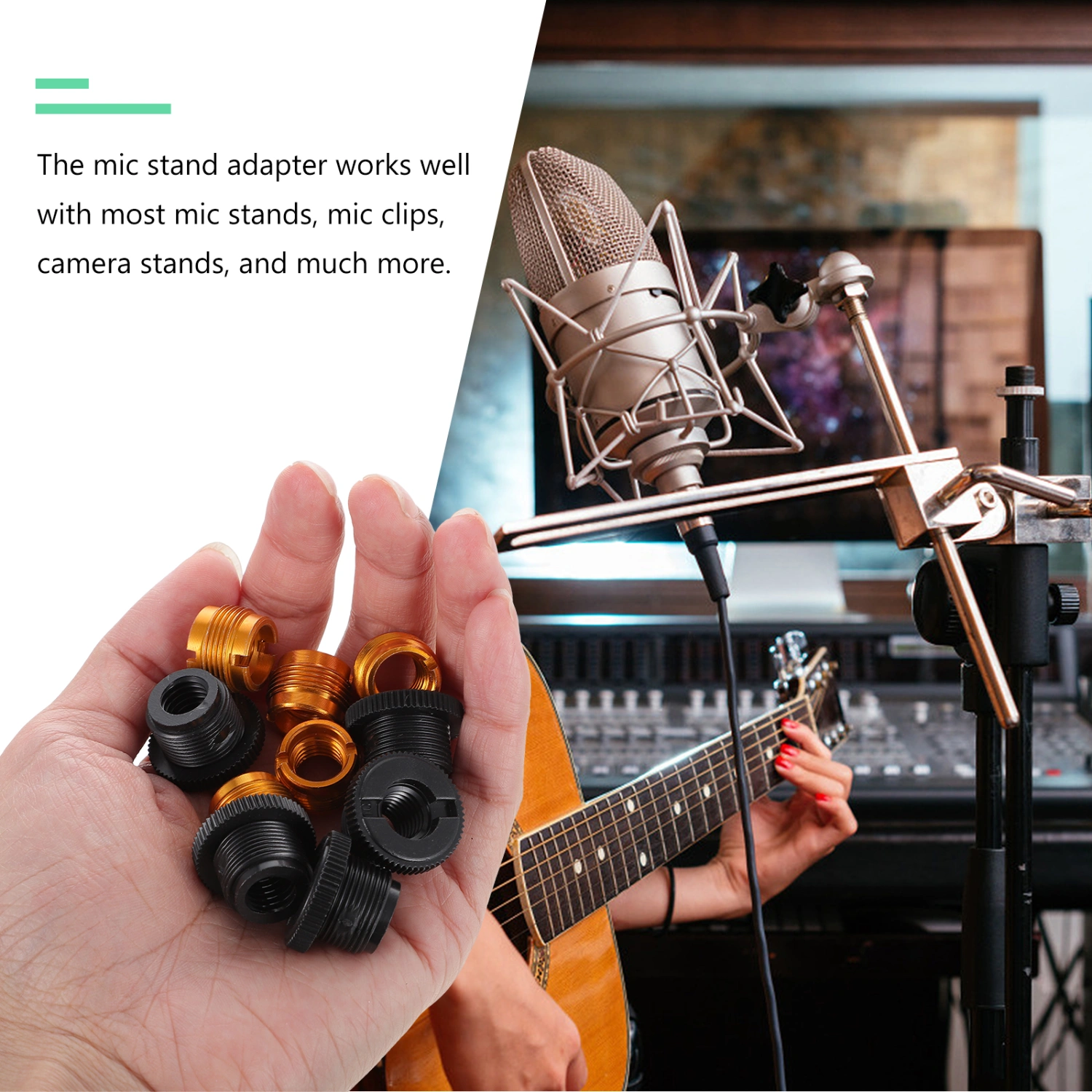 10pcs Mic Stand Adapter Replacement Mic Thread Adapter 3/8 Female to 5/8 Male Adapter