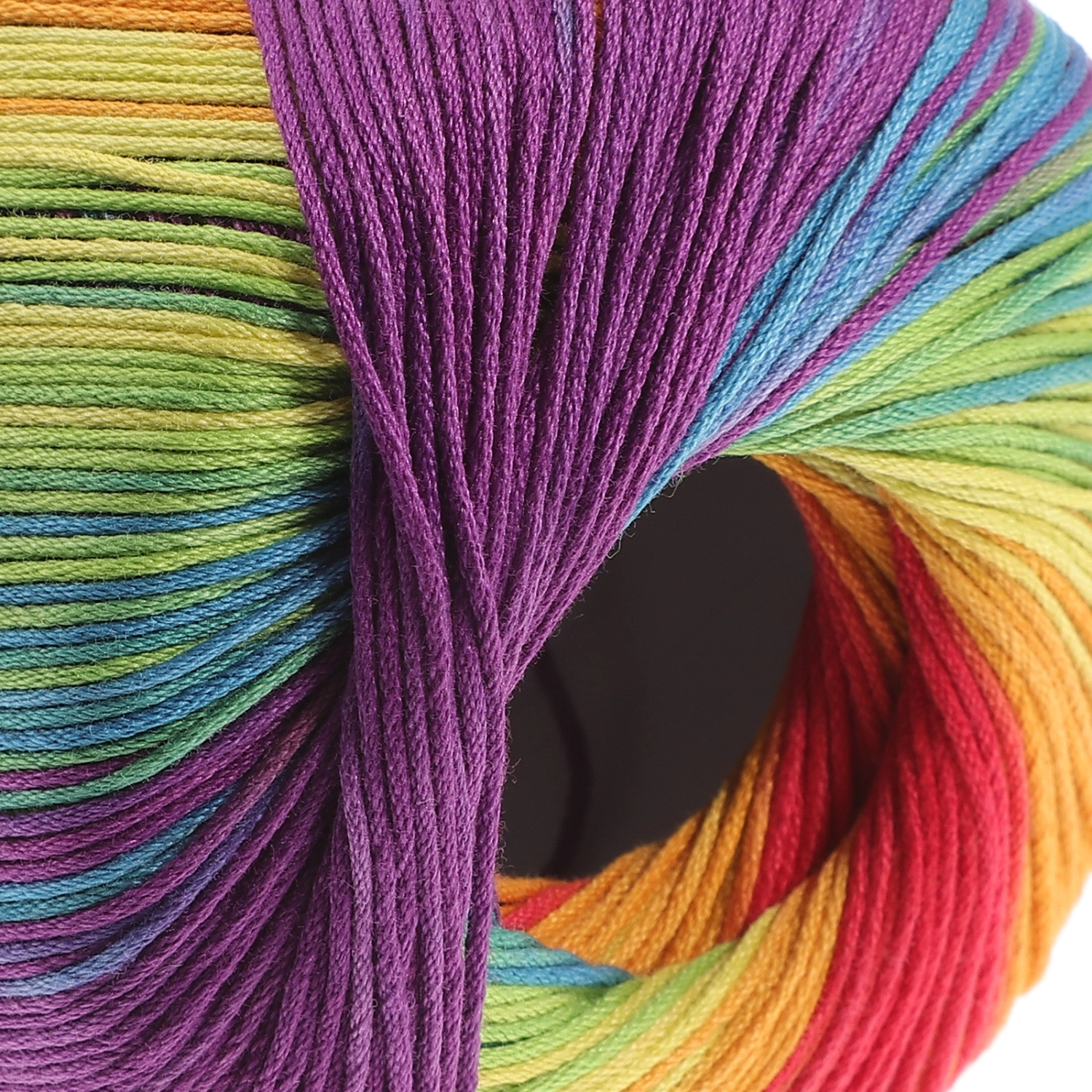 1 Roll 133M Color Segment Dyed Gradient Cotton Yarn DIY Thread Hand Crocheted Scarf Hat Shawl Line Material for Hand Knitting DIY Sweater Blanket Costume (Rainbow)