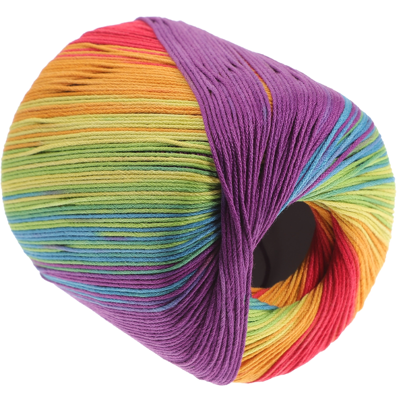 1 Roll 133M Color Segment Dyed Gradient Cotton Yarn DIY Thread Hand Crocheted Scarf Hat Shawl Line Material for Hand Knitting DIY Sweater Blanket Costume (Rainbow)