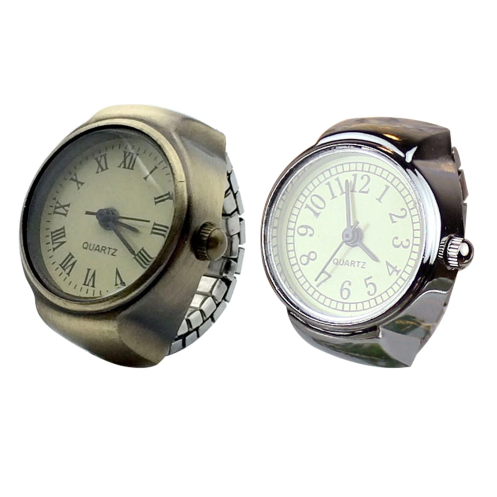 2pcs Vintage Finger Watches Creative Watches Women Men Finger Ring Watches