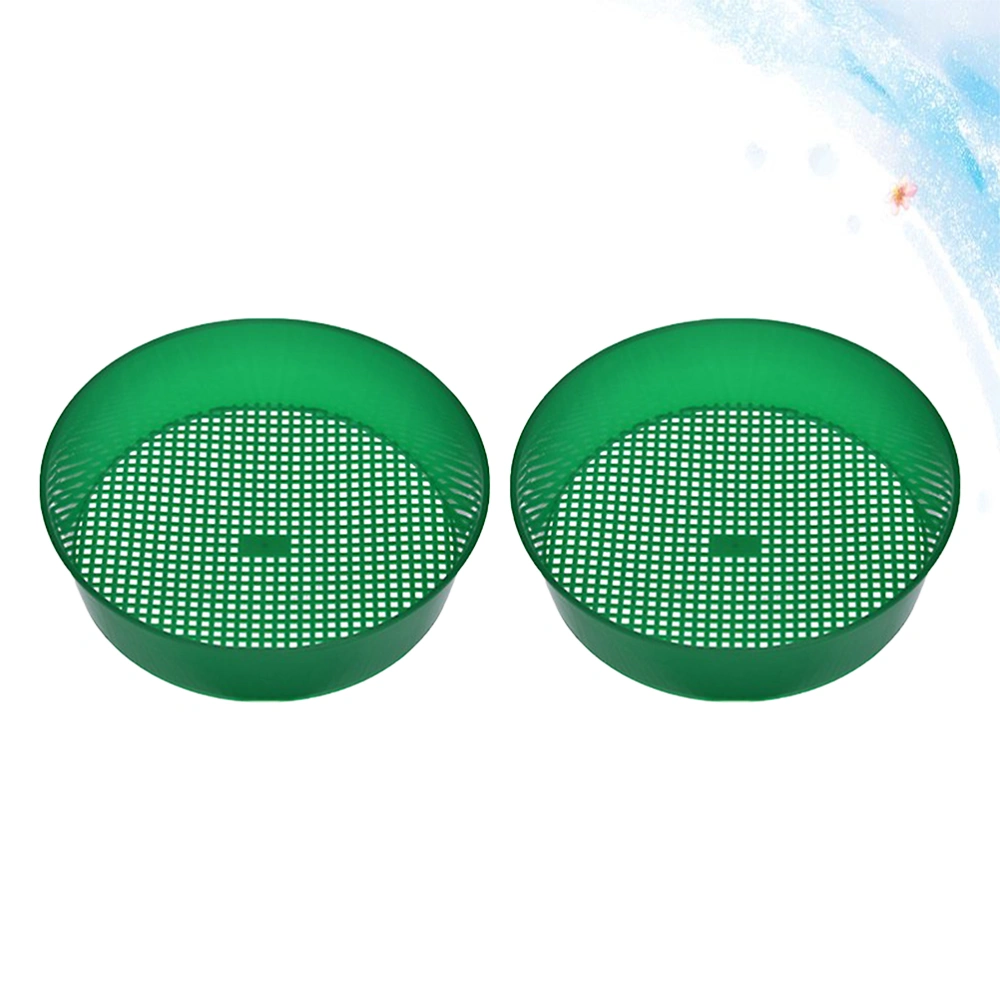 2PCS Mesh Plastic Garden Sieve Gardening Tool Riddle for Compost Soil Stone (Green, with Color Deviation)