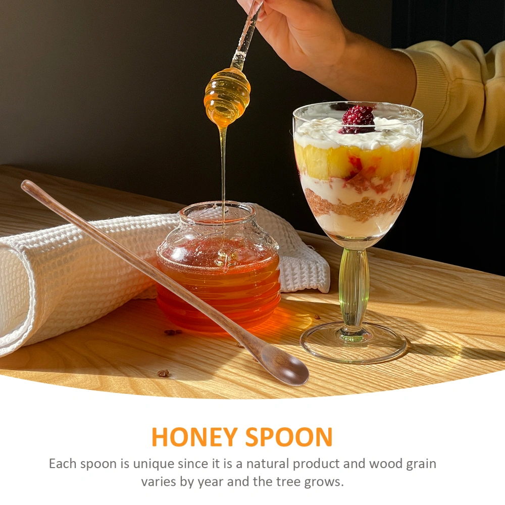 2PCS Long Handle Coffee Spoon Japanese Style Stirring Wooden Spoon Retro Honey Spoon Nanmu Small Spoon