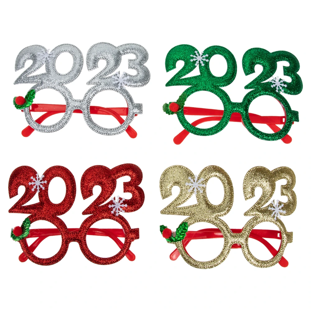 4pcs New Year Party Glasses Frames Photo Props New Year Party Decorations