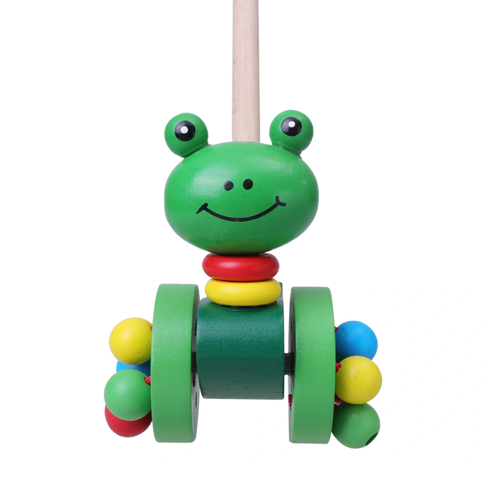 Baby Pushing Cart Toys Cartoon Animal Carts Toy Baby Walker Wooden Carts Toys Push Rod Cart Toys (Frog)