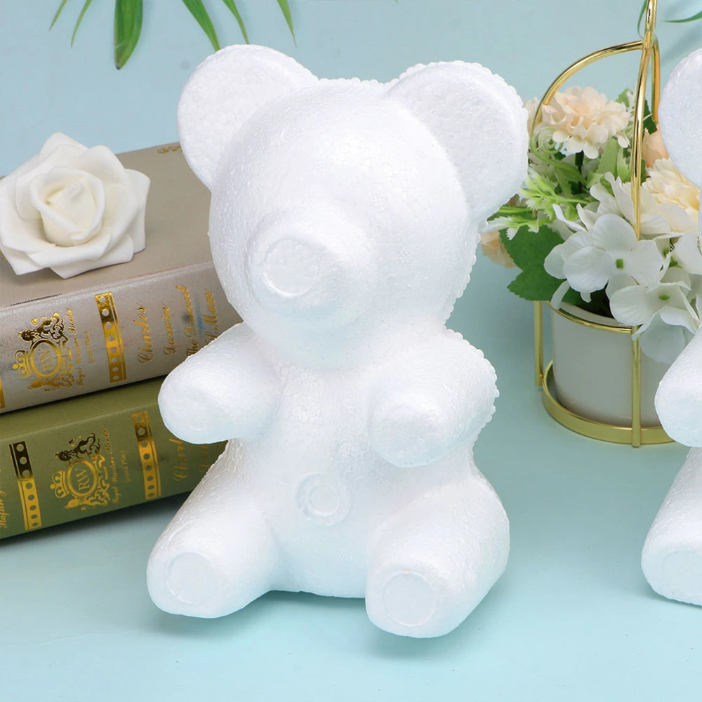 3pcs Bear Model Adorable Embryo Model Bear Mould White Craft Balls Modelling  for Home Desktop DIY Decor (20cm Seat Bear)