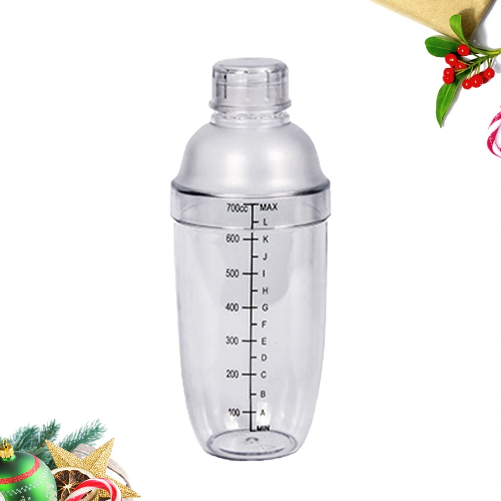 700ml Hand Shake Cup Cocktail Shaker Transparent Mixer Cup Clear Bar Shaker Wine Milk Tea Shaker Cup with Scale (White)