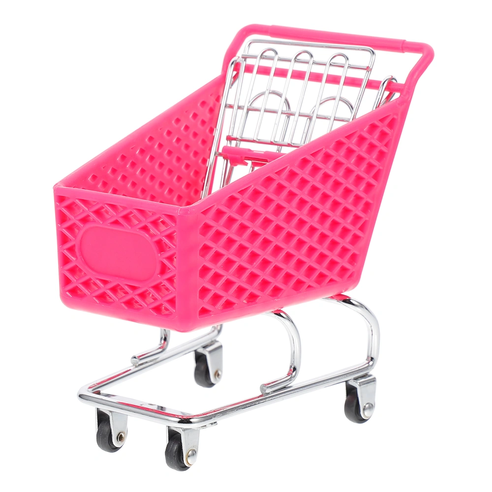 Creative Mini Plastic Shopping Cart Rought Iron Storage Basket Random Color