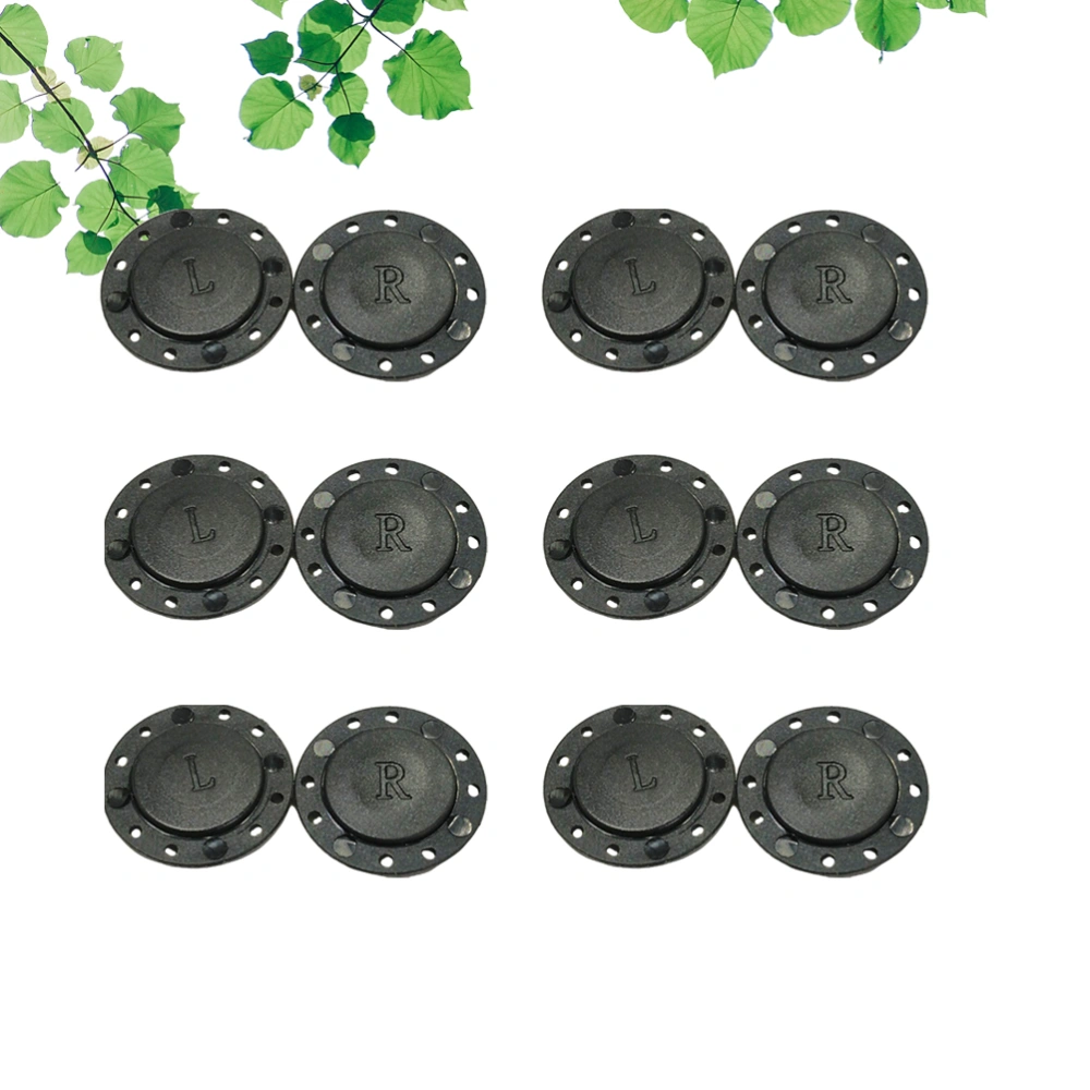 6 Pairs Magnetic Buttons Coat Snaps Buttons Invisible Snaps Fasteners Press Studs DIY Sewing Accessories (Black, Diameter 2.2cm)