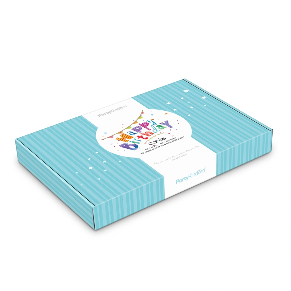 Partykindom 40PCS Birthday Cards with 40PCS Envelopes Creative Birthday Cards Bulk Box Set