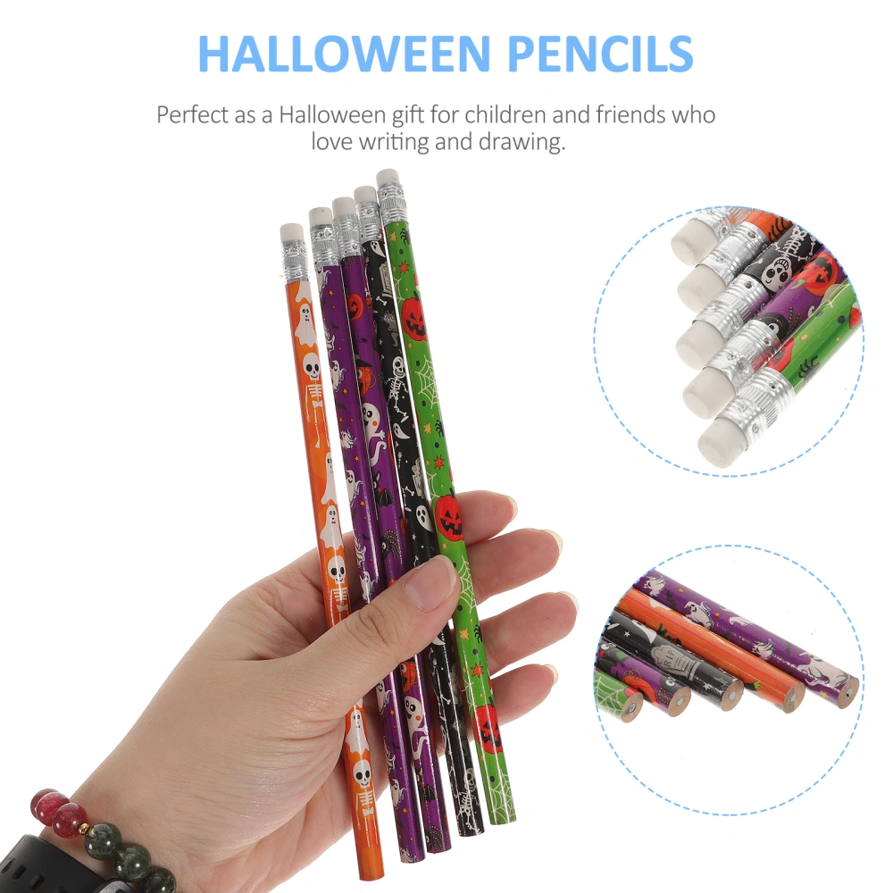 50pcs Halloween Pattern Pencils Basswood Pencils Eco-friendly Writting Pens