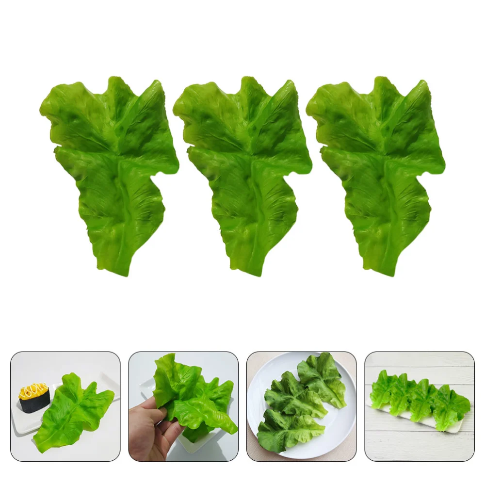 3pcs Lifelike Lettuce Leaf Adornment Vegetable Leaf Model Simulated Vegetable Decor