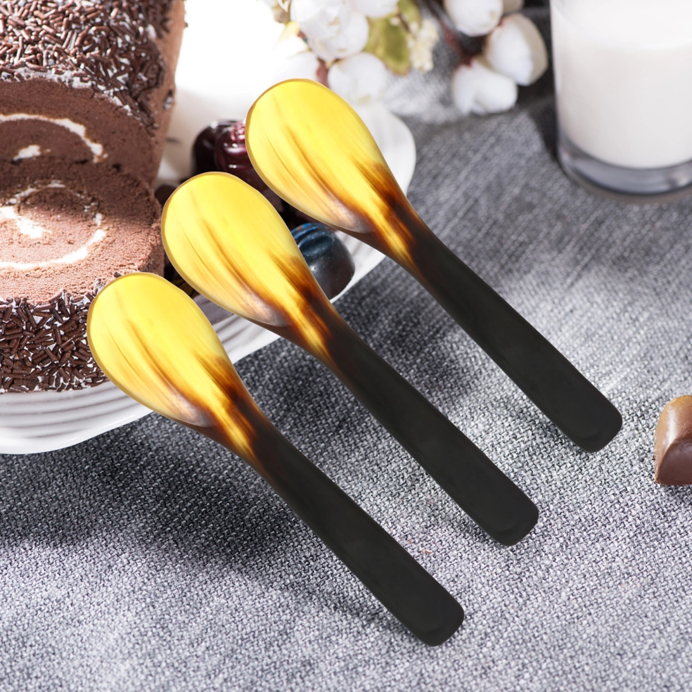 3Pcs Ox Horn Coffee Spoon Unique Coffee Scoops Cake Dessert Spoons Soup Spoons