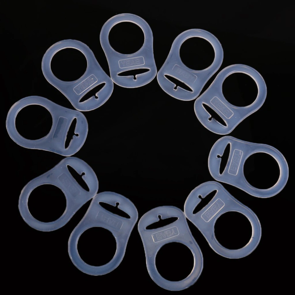 10pcs Silicone Baby Dummy Pacifier Clips Holders Baby Rings (Transparent)