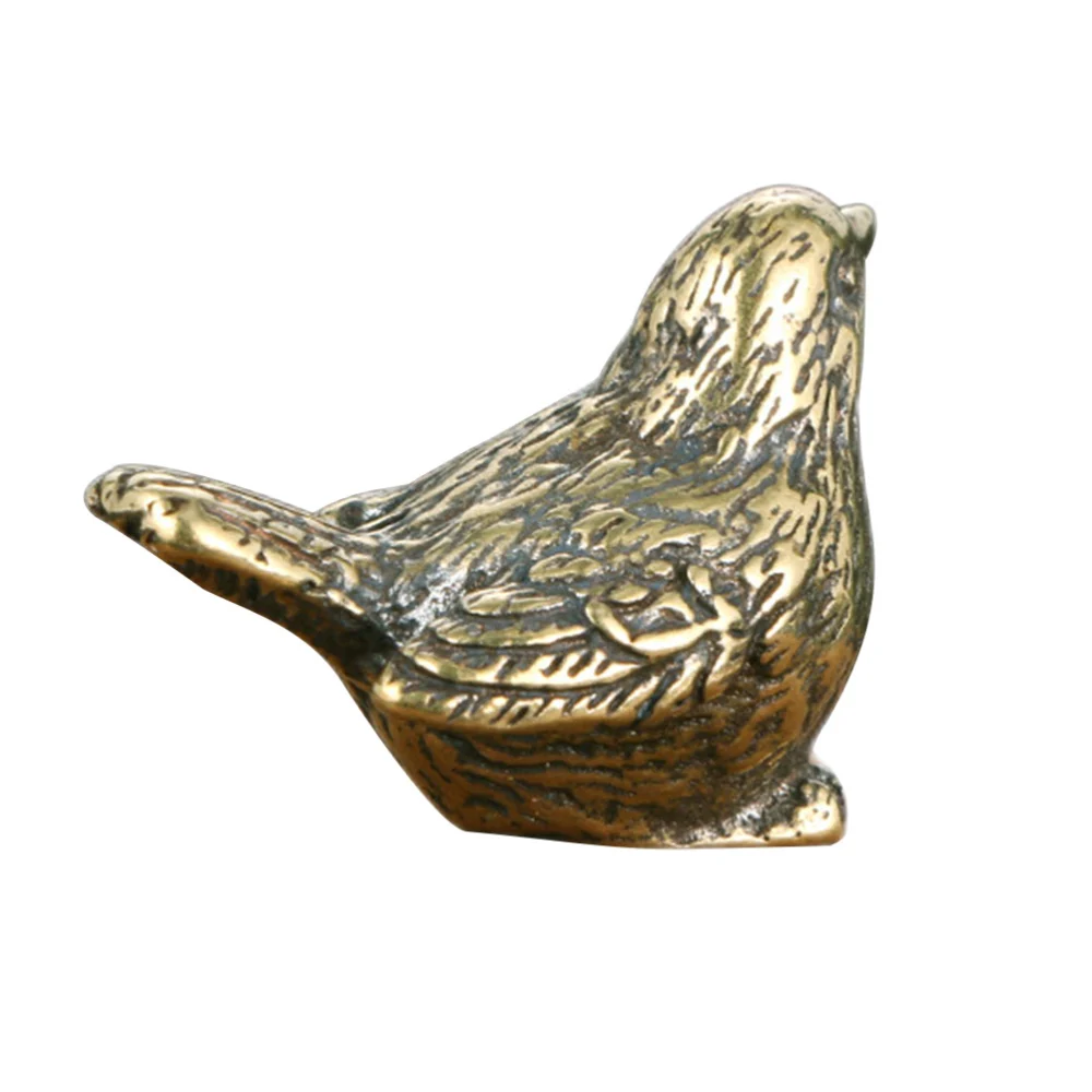 Retro Brass Sparrow Statue Home Desktop Decoration Small Brass Bird Figurine Golden