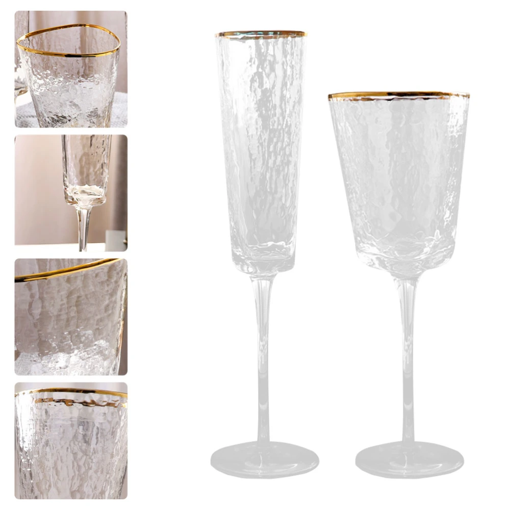 2Pcs Crystal Wine Glass Creative Whiskey Cup Bouquet Party Supply Golden