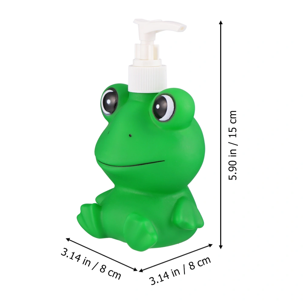 Kids Cartoon Empty Emulsion Pressing Bottle Shampoo Dispenser Adorable Multifunctional Liquid Container (Green Frog,300ML)