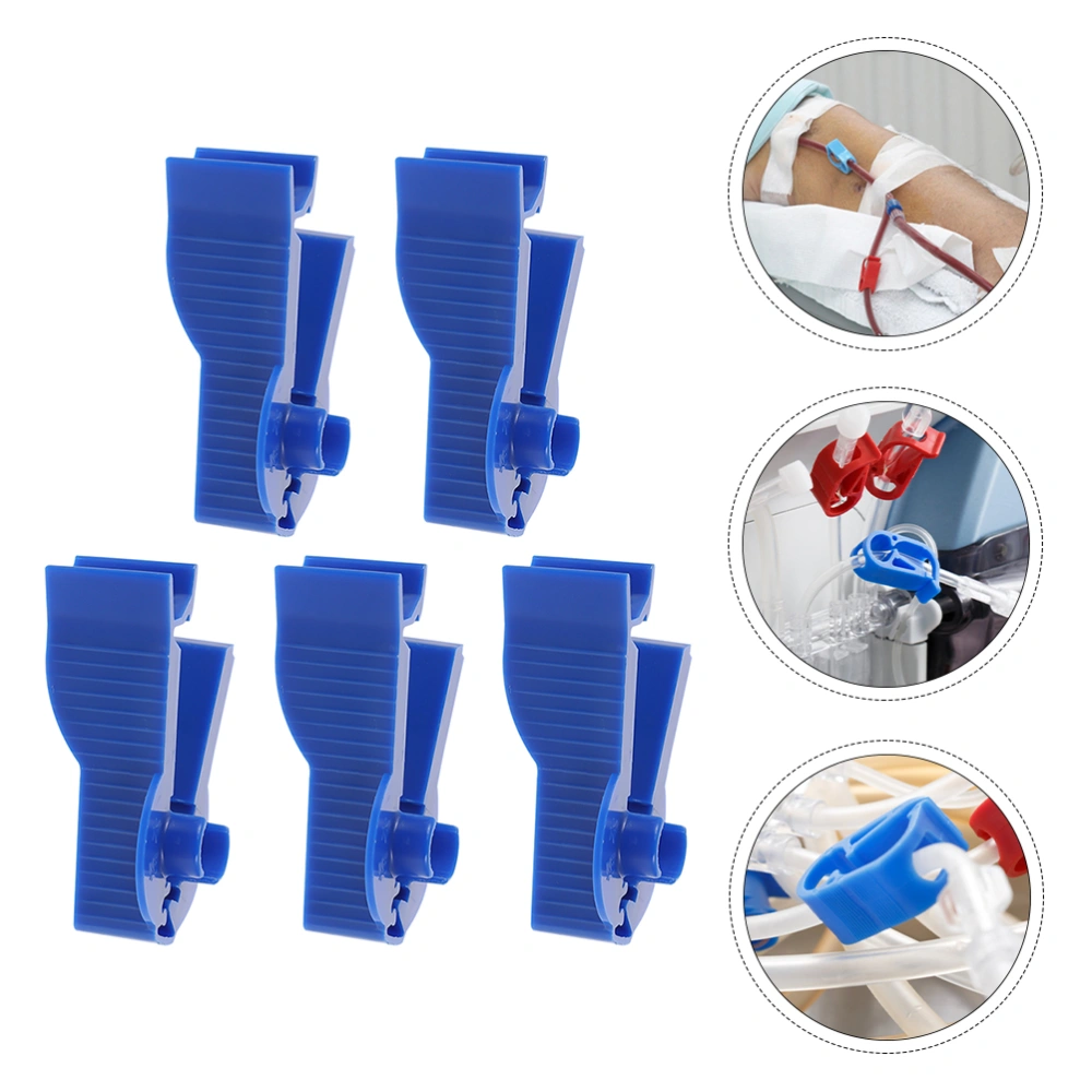 5 Pcs Practical Peritoneal dialysis supplies Peritoneal dialysis tubing clips (Blue)