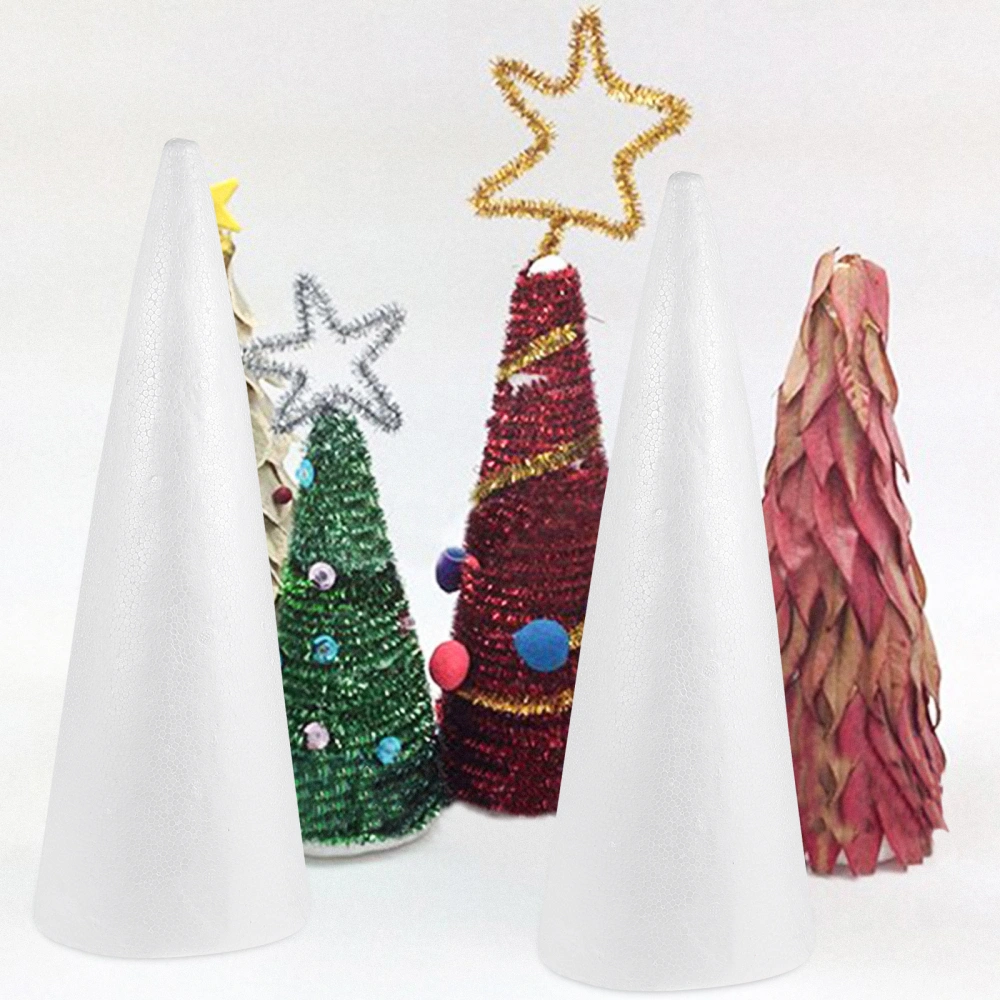 2pcs Kids DIY Craft Cone Accessories Christmas Cone Handmade White Solid Cone (38x13.5cm)