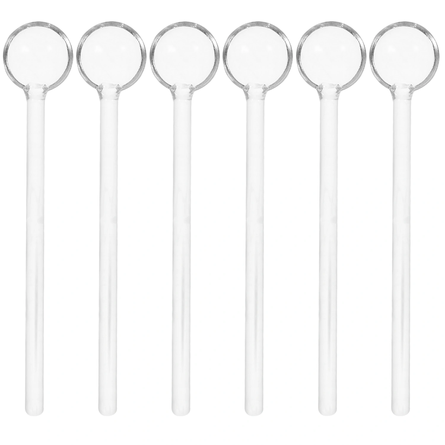 6PCS Long Handle Glass Tea Spoons Tableware Clear Coffee Stirring Spoons Flatware for Home Kitchen