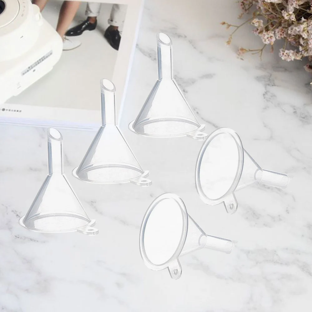 5 Pcs Plastic Funnels Multi-purpose Transparent Separating Liquid Funnel Small Funnel Useful Funnels Home Kitchen Tool