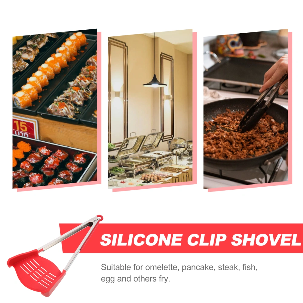 1Pc 2-in-1 Silicone Clip Shovel Multifunctional Clip Spatula Intelligent Food Clip for Kitchen BBQ