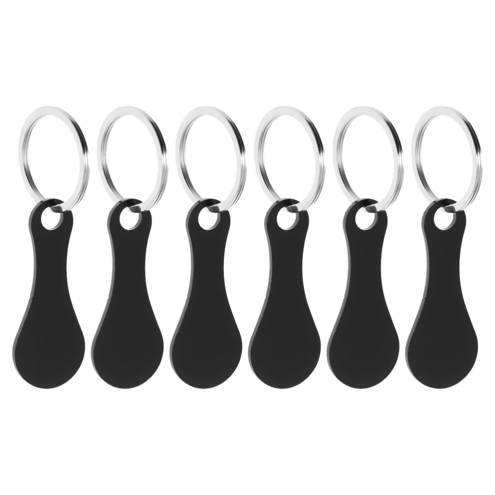 6 pcs Shopping Trolley Tokens Stainless Steel Key Ring Shopping Cart Trolley Tokens