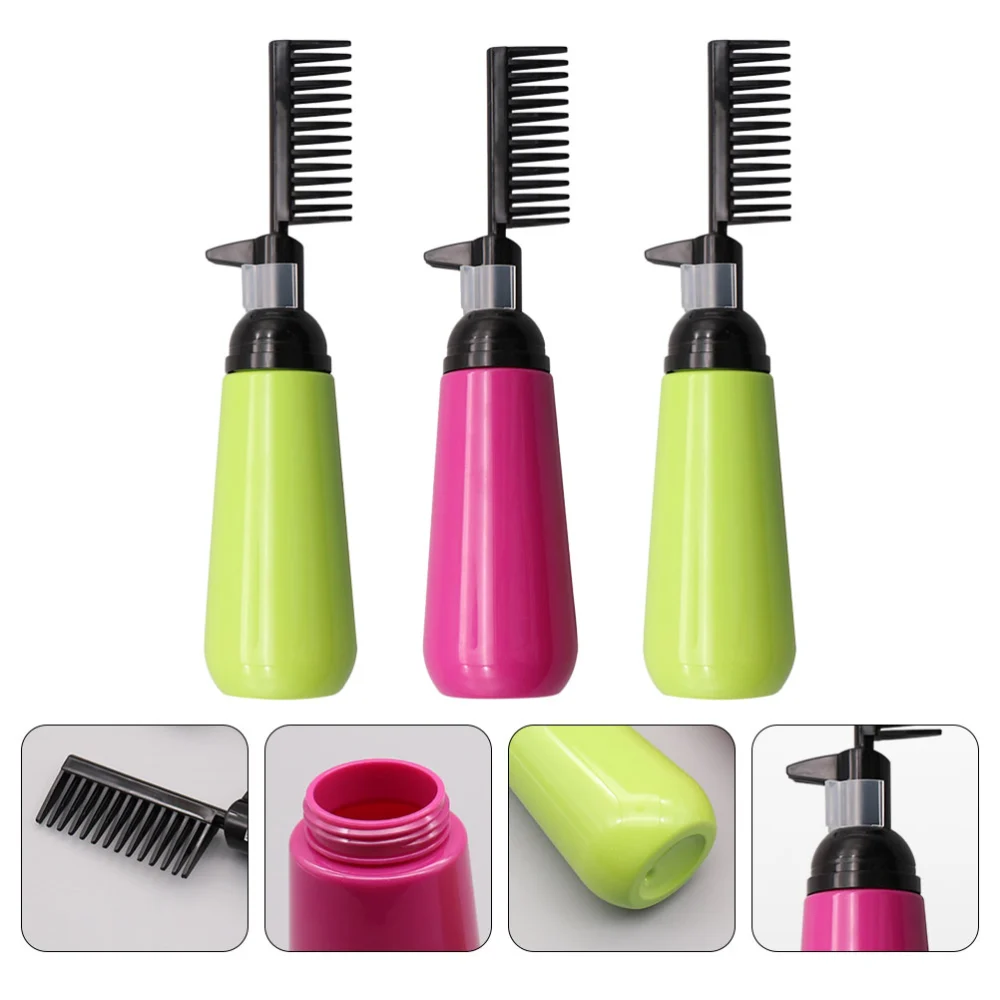 3pcs Empty Hair Dye Applicator Brush Bottle Hair Coloring Dispensing Comb 130ml